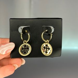 gold cross dangling earrings
